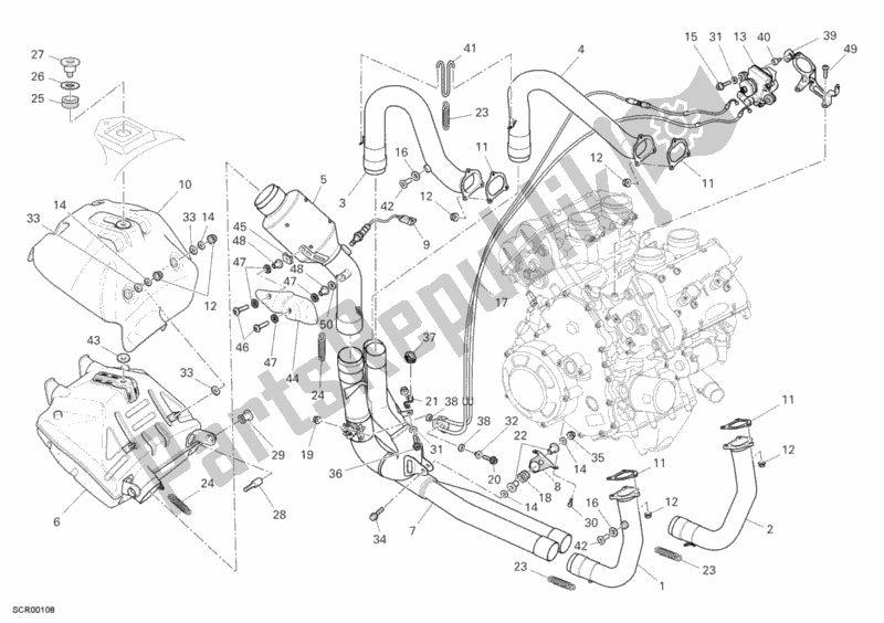 Todas as partes de Sistema De Exaustão do Ducati Desmosedici RR 1000 2008